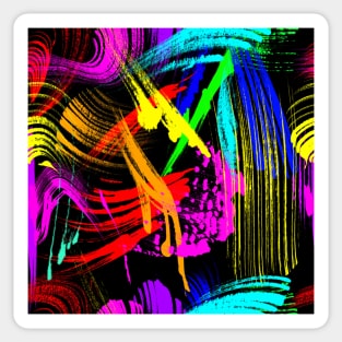 Neon colors, watercolor brush strokes Sticker